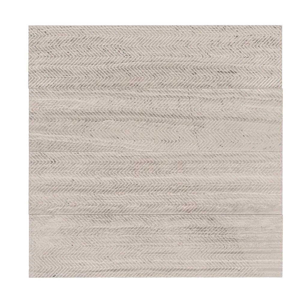 Wooden Beige Chevron Etched Subway Marble Tile | Tile Club