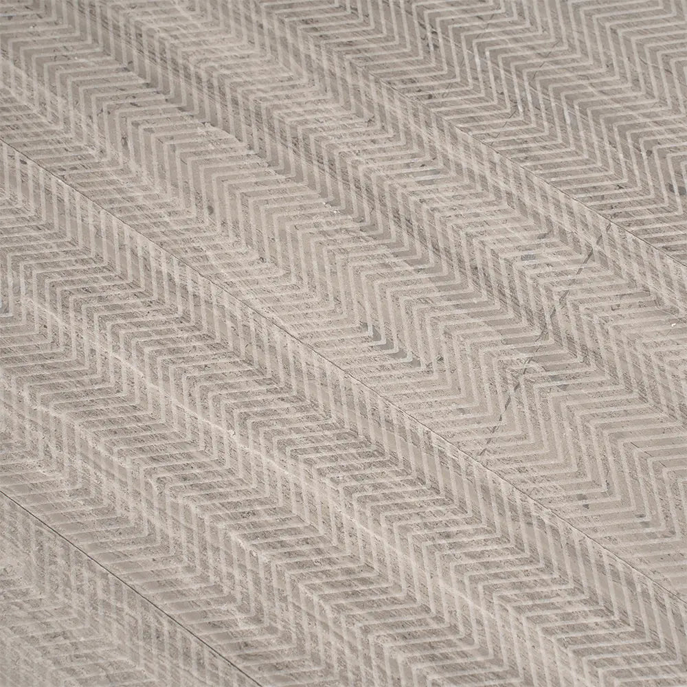 Wooden Beige Chevron Etched Subway Marble Tile | Tile Club