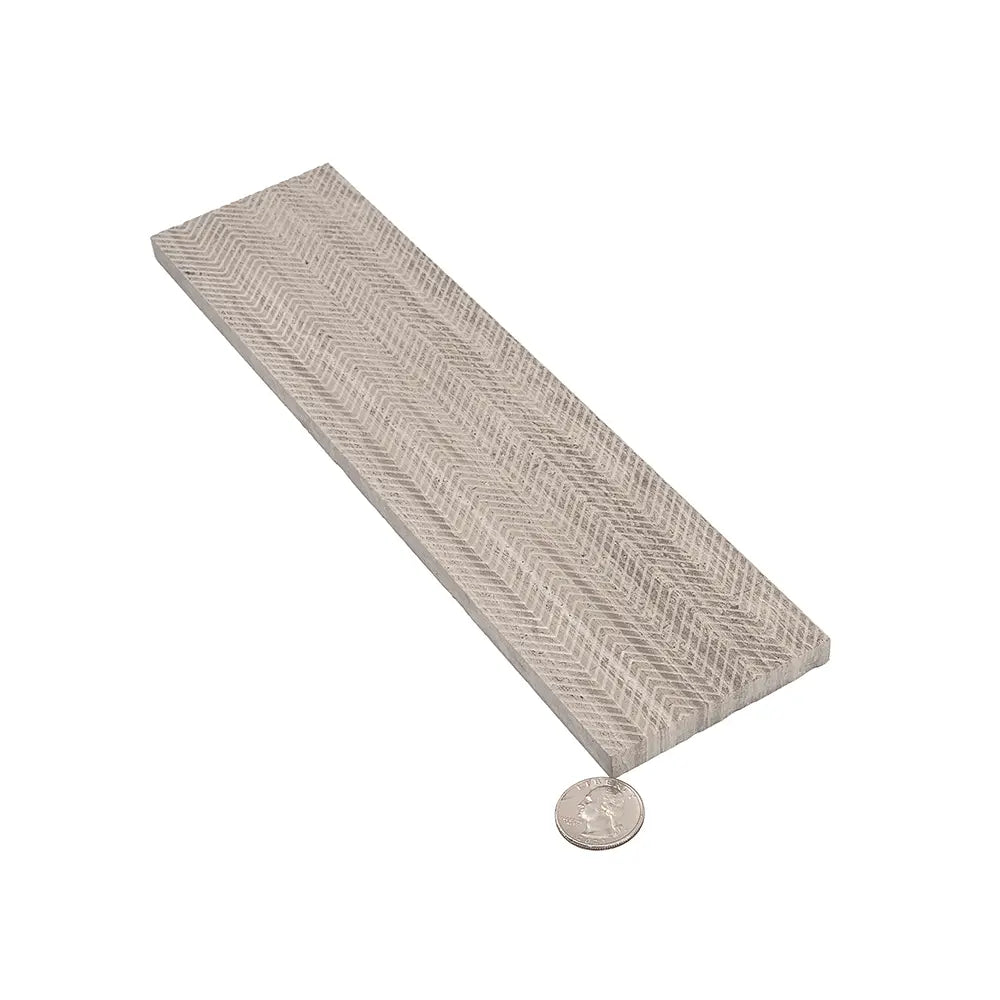 Wooden Beige Chevron Etched Subway Marble Tile | Tile Club