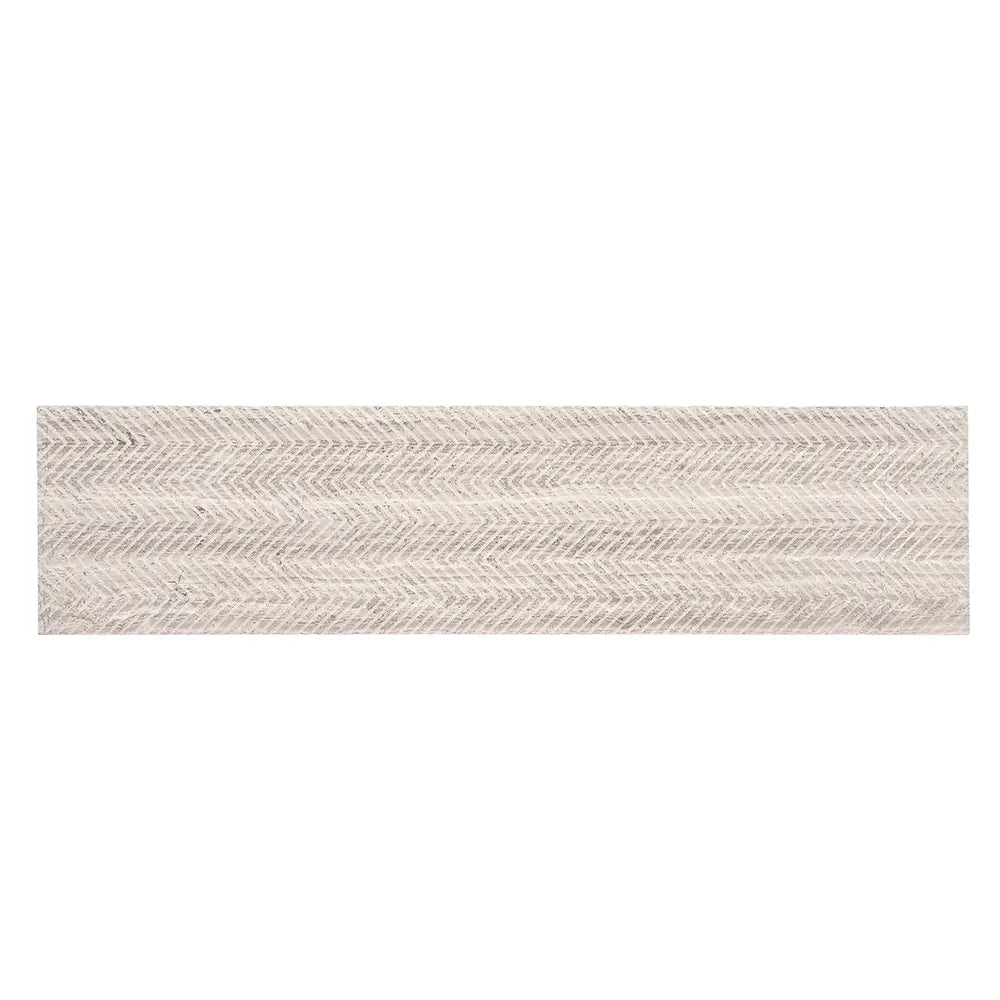 Wooden Beige Chevron Etched Subway Marble Tile | Tile Club