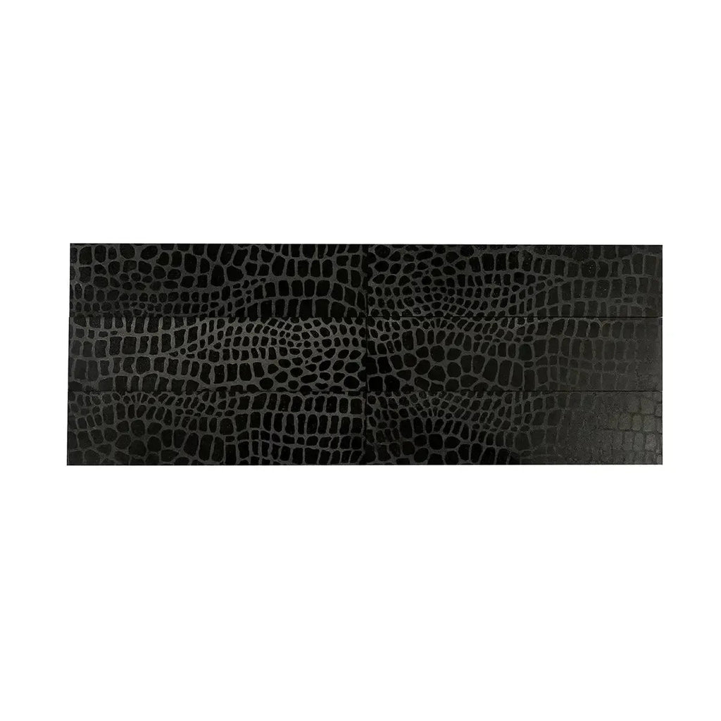 Black Gator Etched Subway Marble Tile | Tile Club