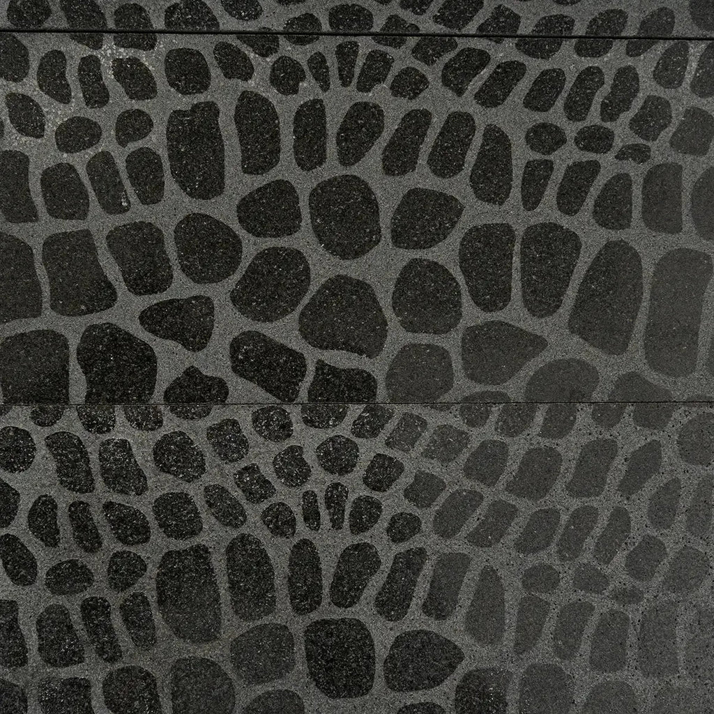 Black Gator Etched Subway Marble Tile | Tile Club