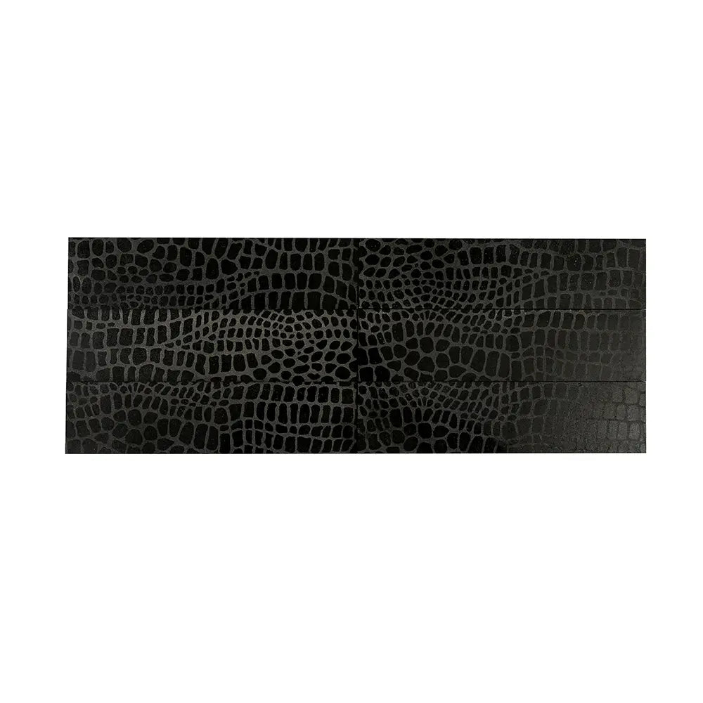 Black Gator Etched Subway Marble Tile | Tile Club