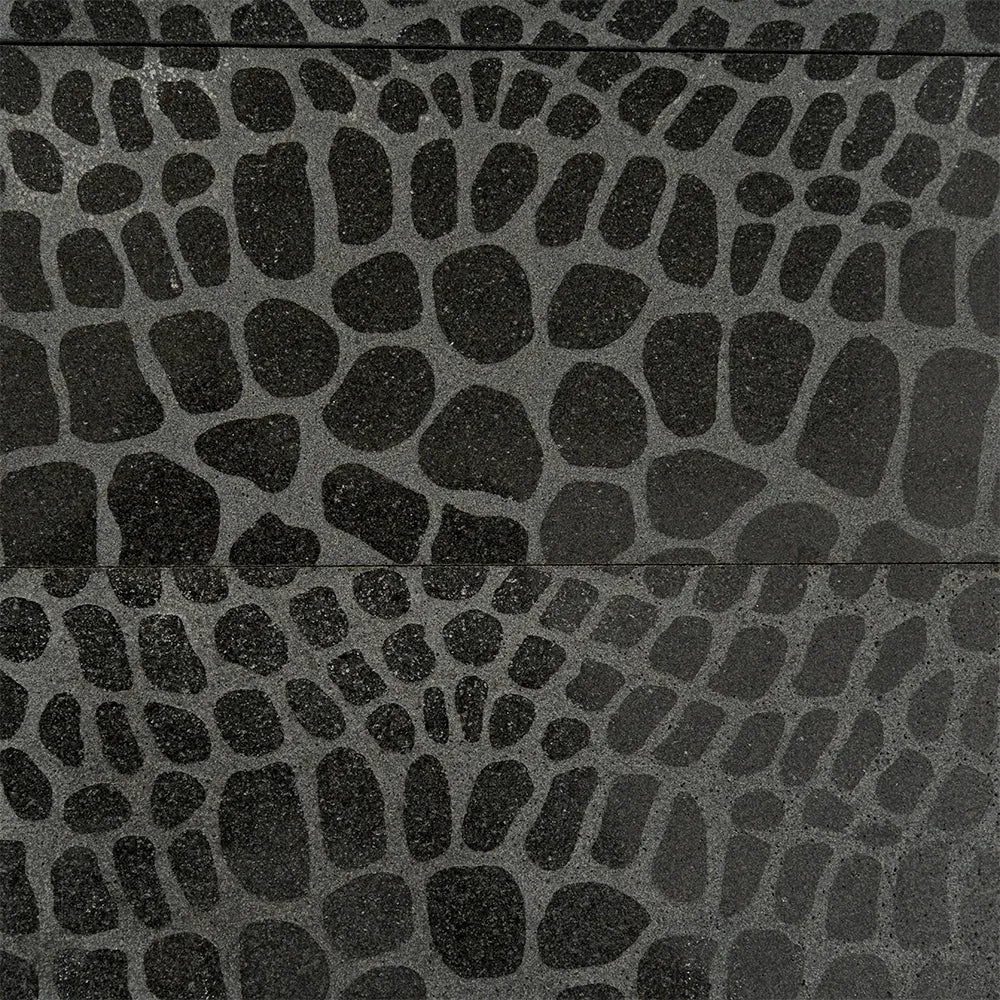 Black Gator Etched Subway Marble Tile | Tile Club