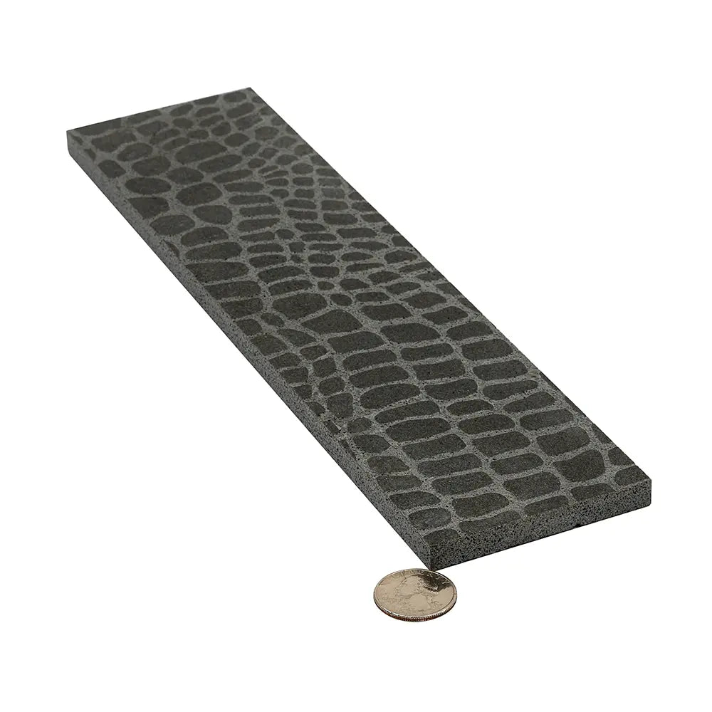 Black Gator Etched Subway Marble Tile | Tile Club