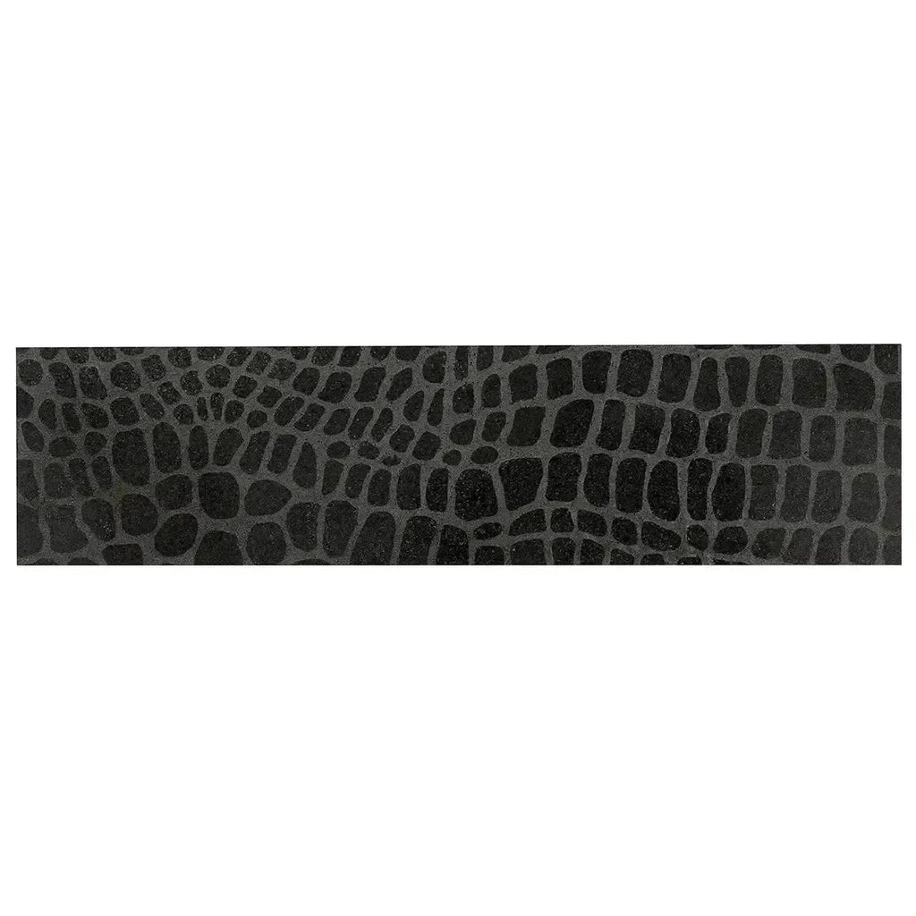 Black Gator Etched Subway Marble Tile | Tile Club
