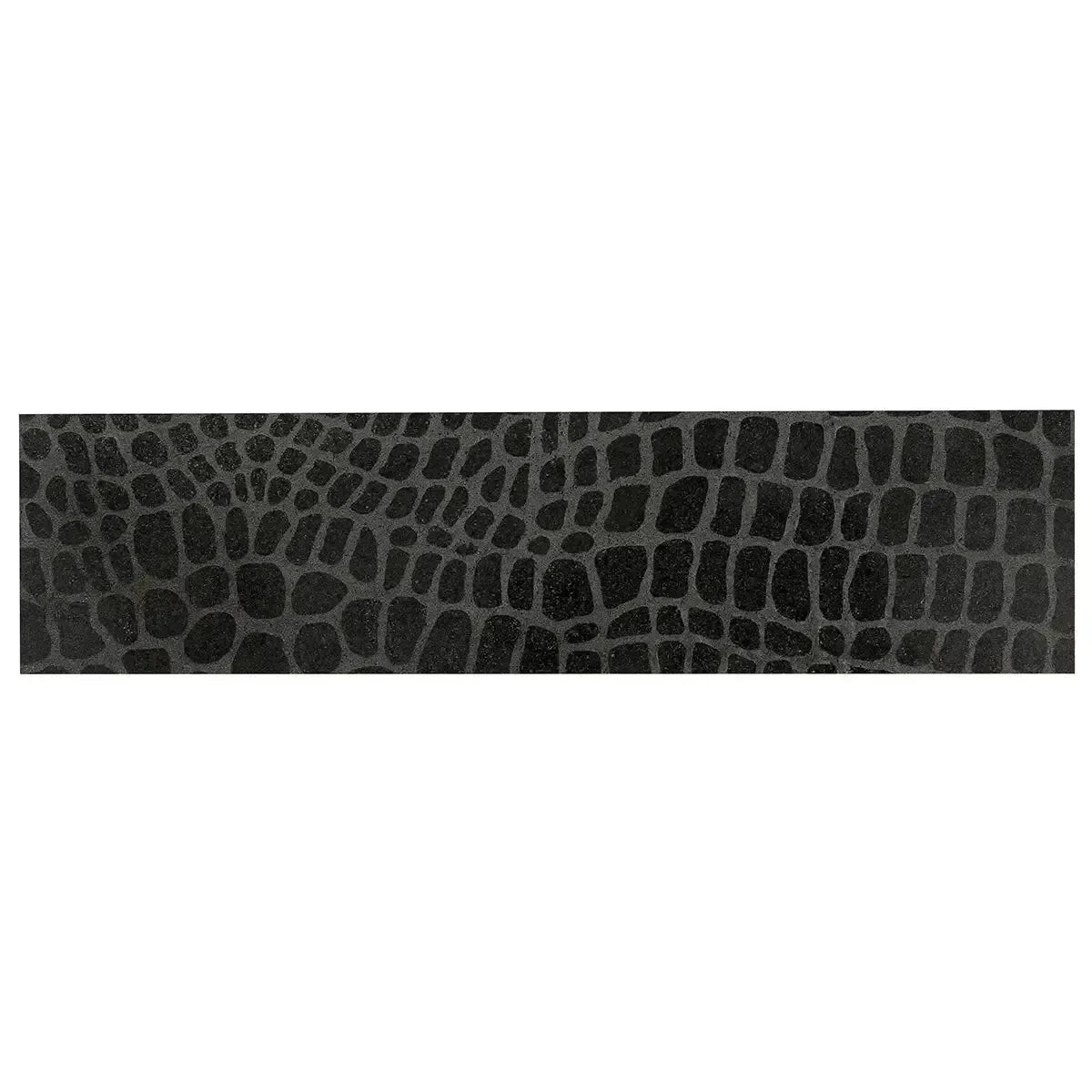 Black Gator Etched Subway Marble Tile | Tile Club