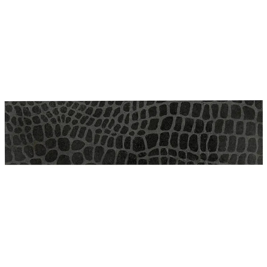 Black Gator Etched Subway Marble Tile | Tile Club