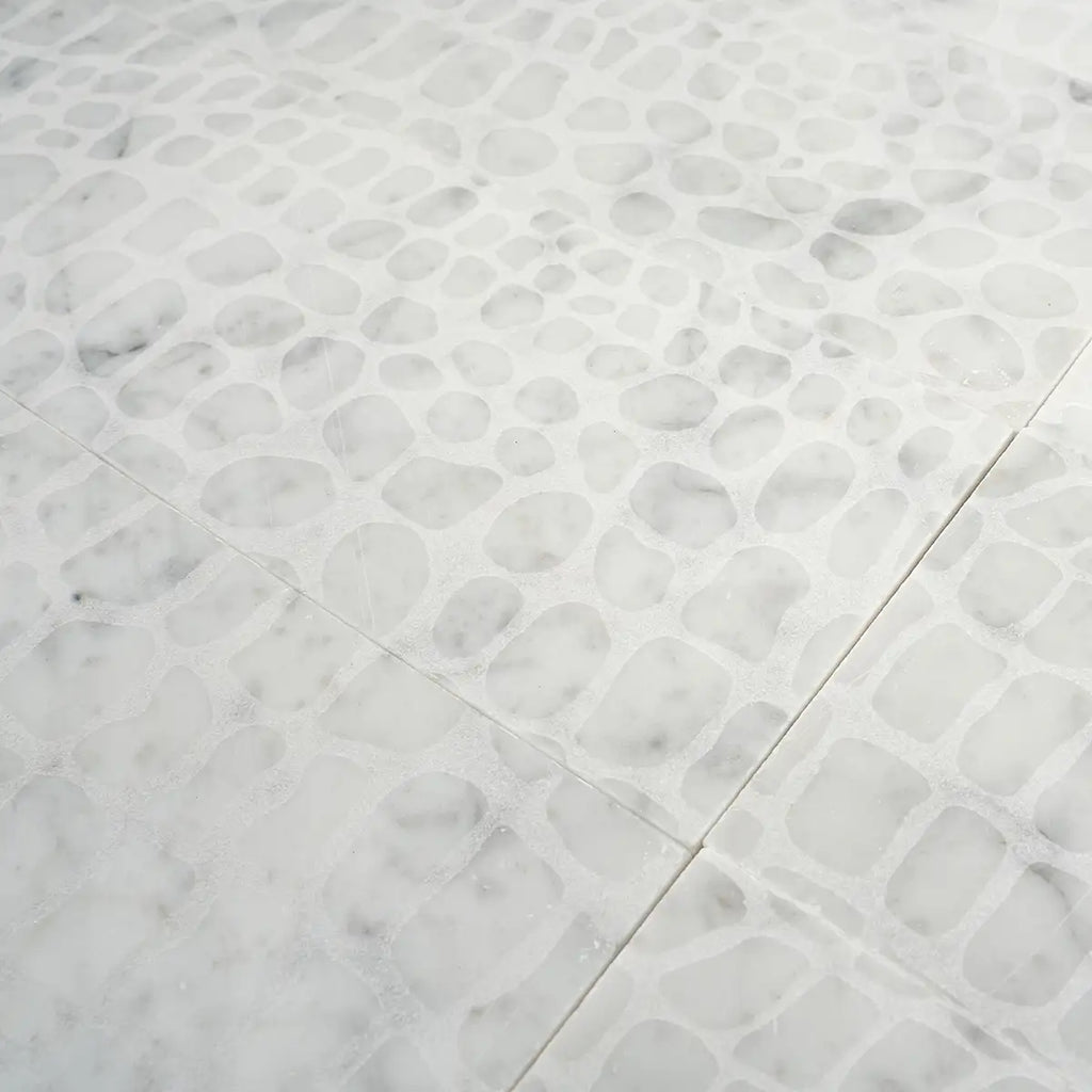 Carrara Gator Etched Subway Marble Tile | Tile Club
