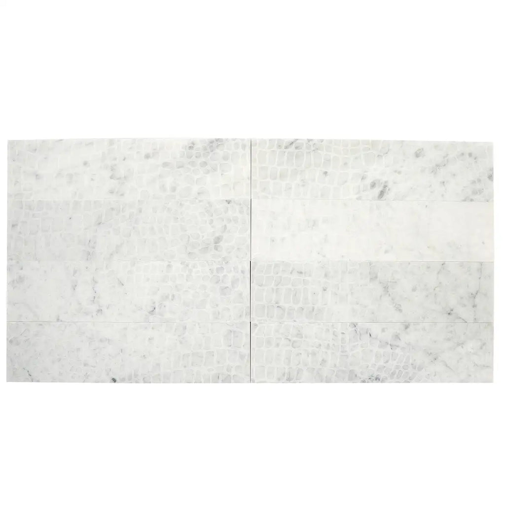 Carrara Gator Etched Subway Marble Tile | Tile Club