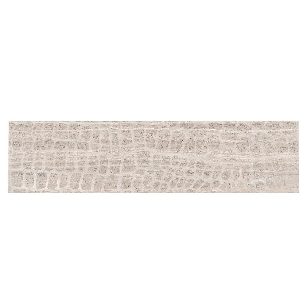 Grey Limestone Gator Etched Subway Tile | Tile Club