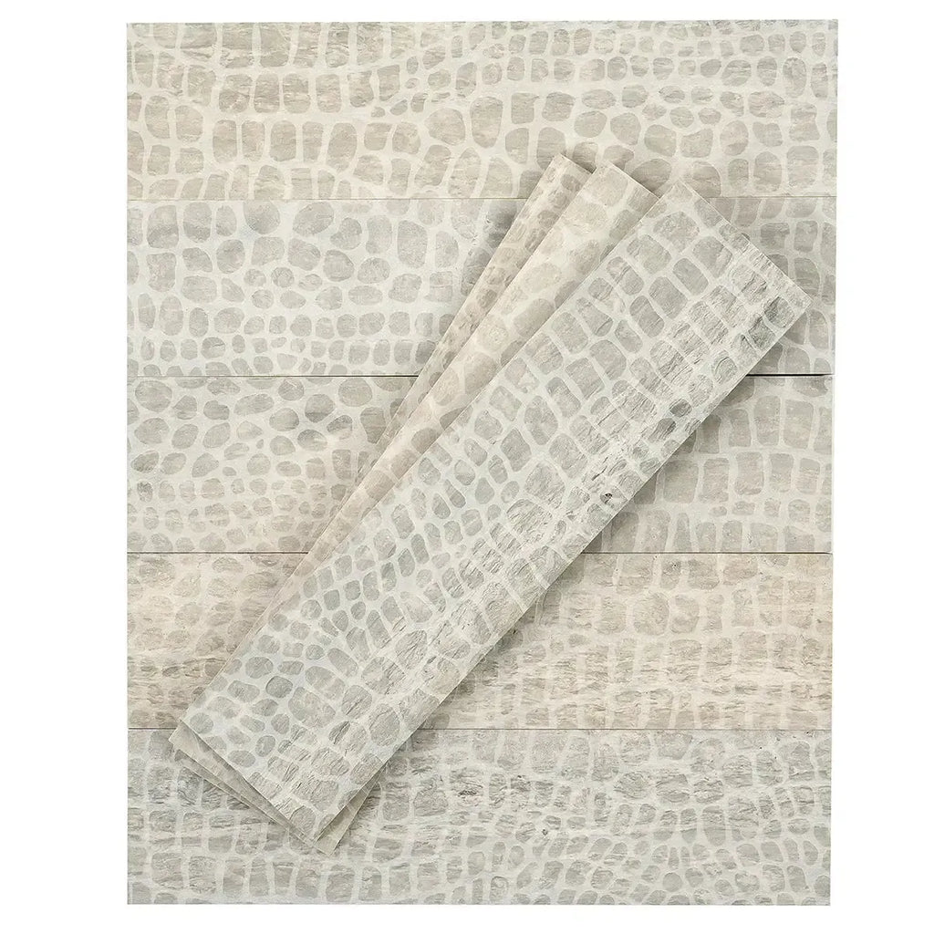 Grey Limestone Gator Etched Subway Tile | Tile Club