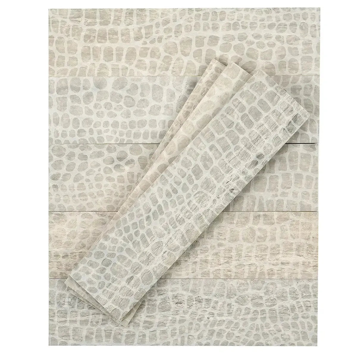 Grey Limestone Gator Etched Subway Tile | Tile Club