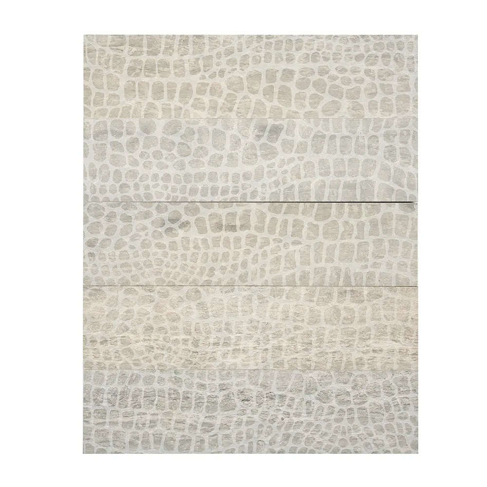 Grey Limestone Gator Etched Subway Tile | Tile Club