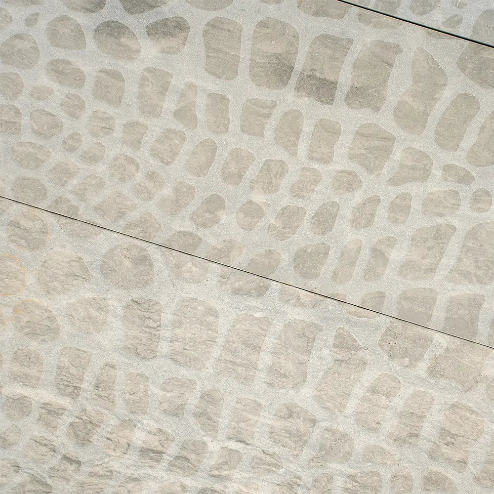 Grey Limestone Gator Etched Subway Tile | Tile Club