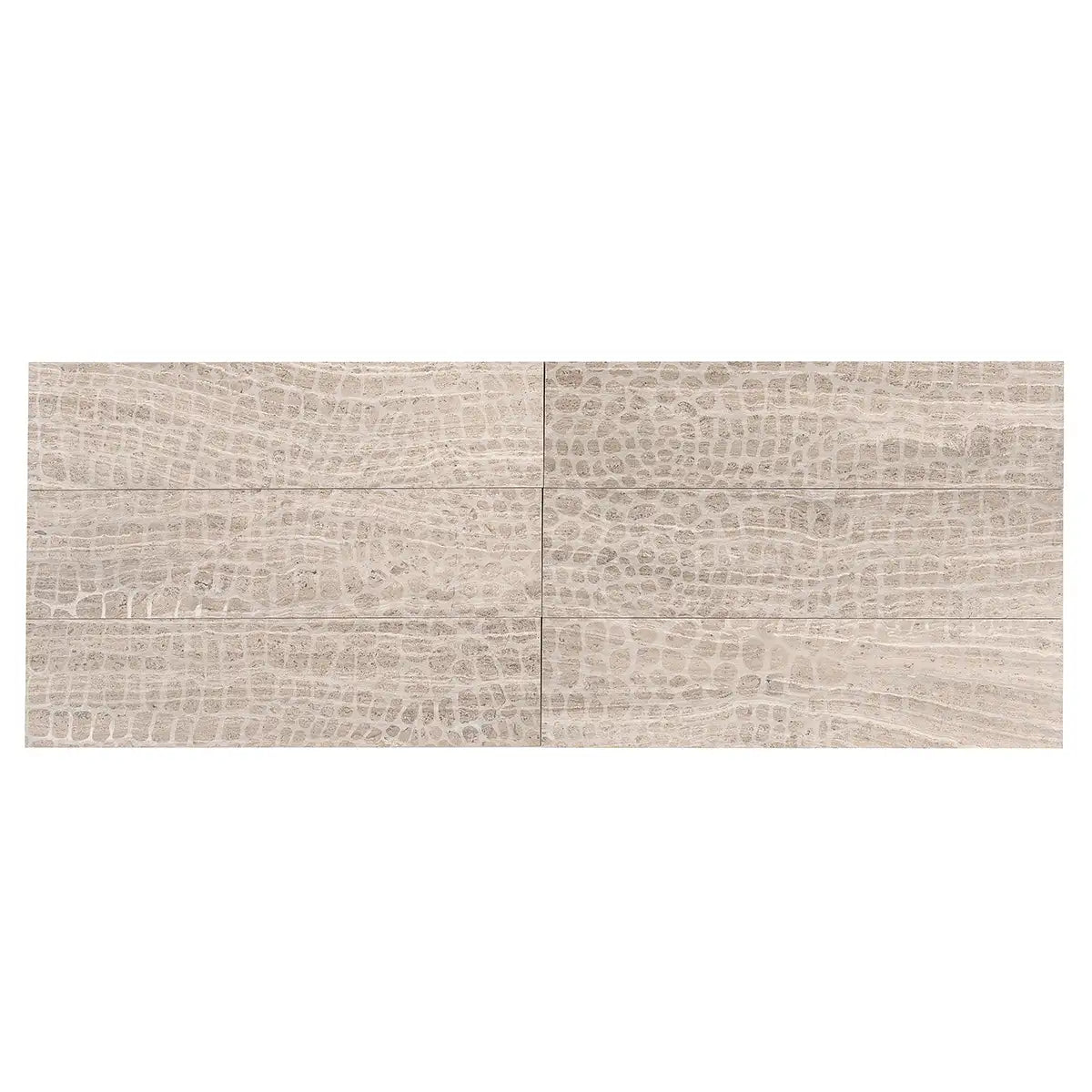 Wooden Beige Gator Etched Subway Marble Tile | Tile Club