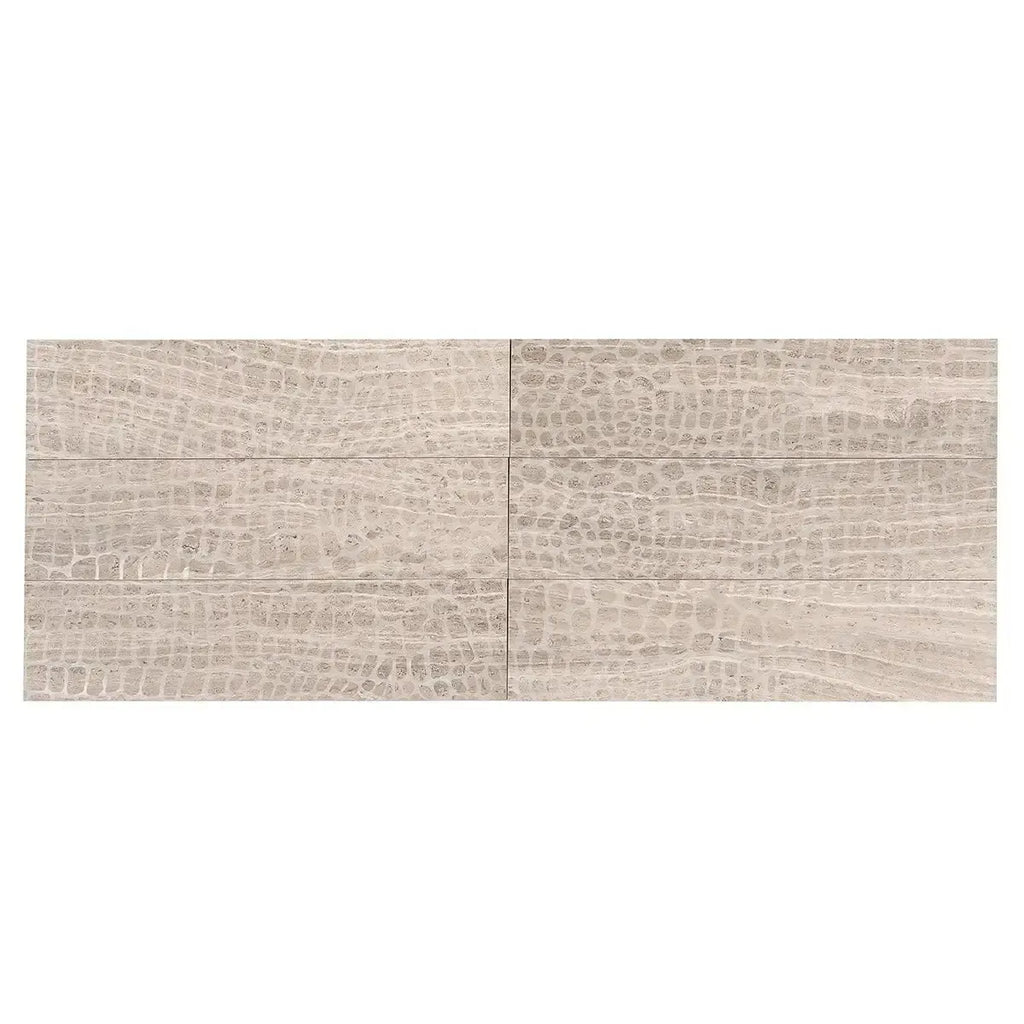 Wooden Beige Gator Etched Subway Marble Tile | Tile Club