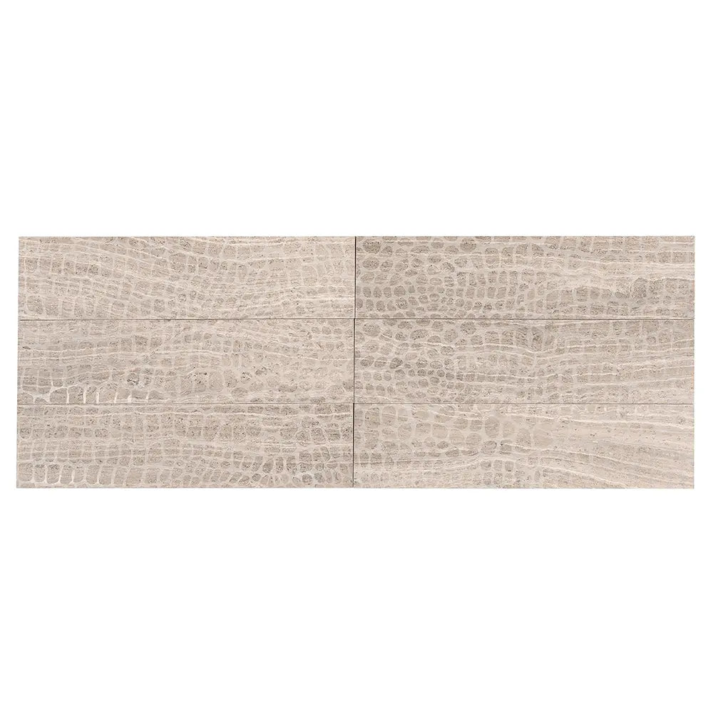 Wooden Beige Gator Etched Subway Marble Tile | Tile Club