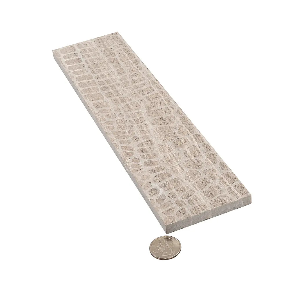 Wooden Beige Gator Etched Subway Marble Tile | Tile Club