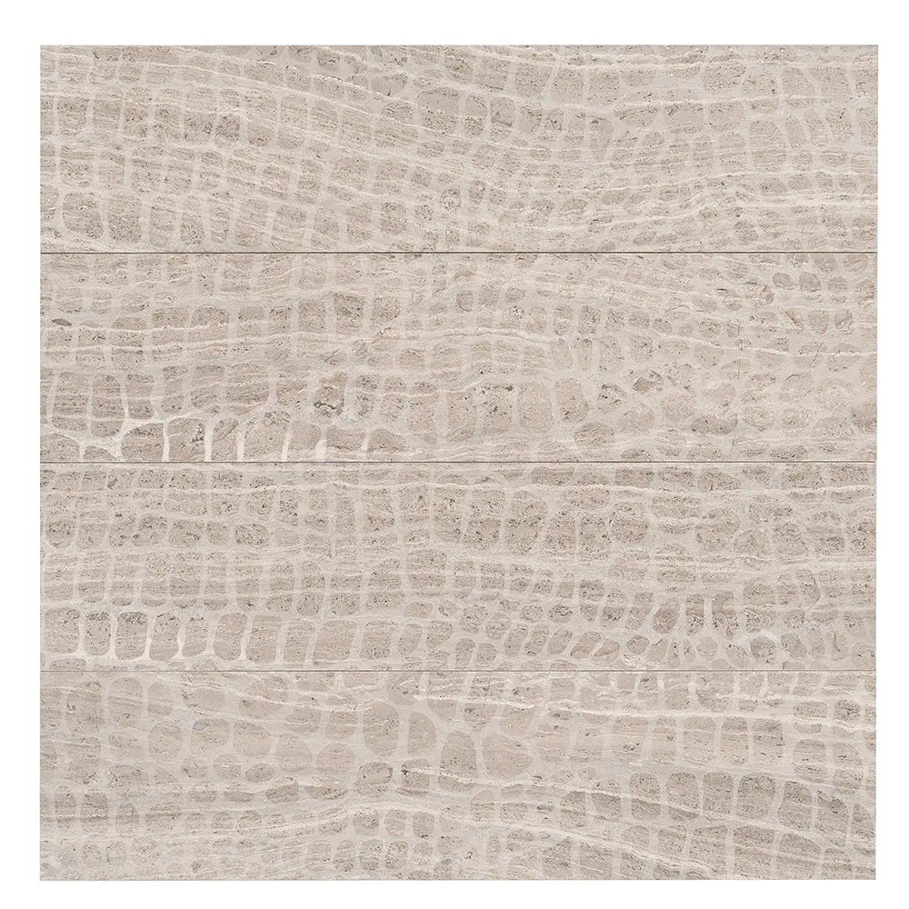 Wooden Beige Gator Etched Subway Marble Tile | Tile Club