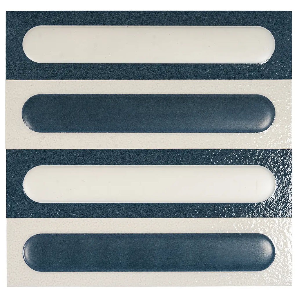 Brio White and Navy Dash 3D Ceramic Subway Tile | Tile Club