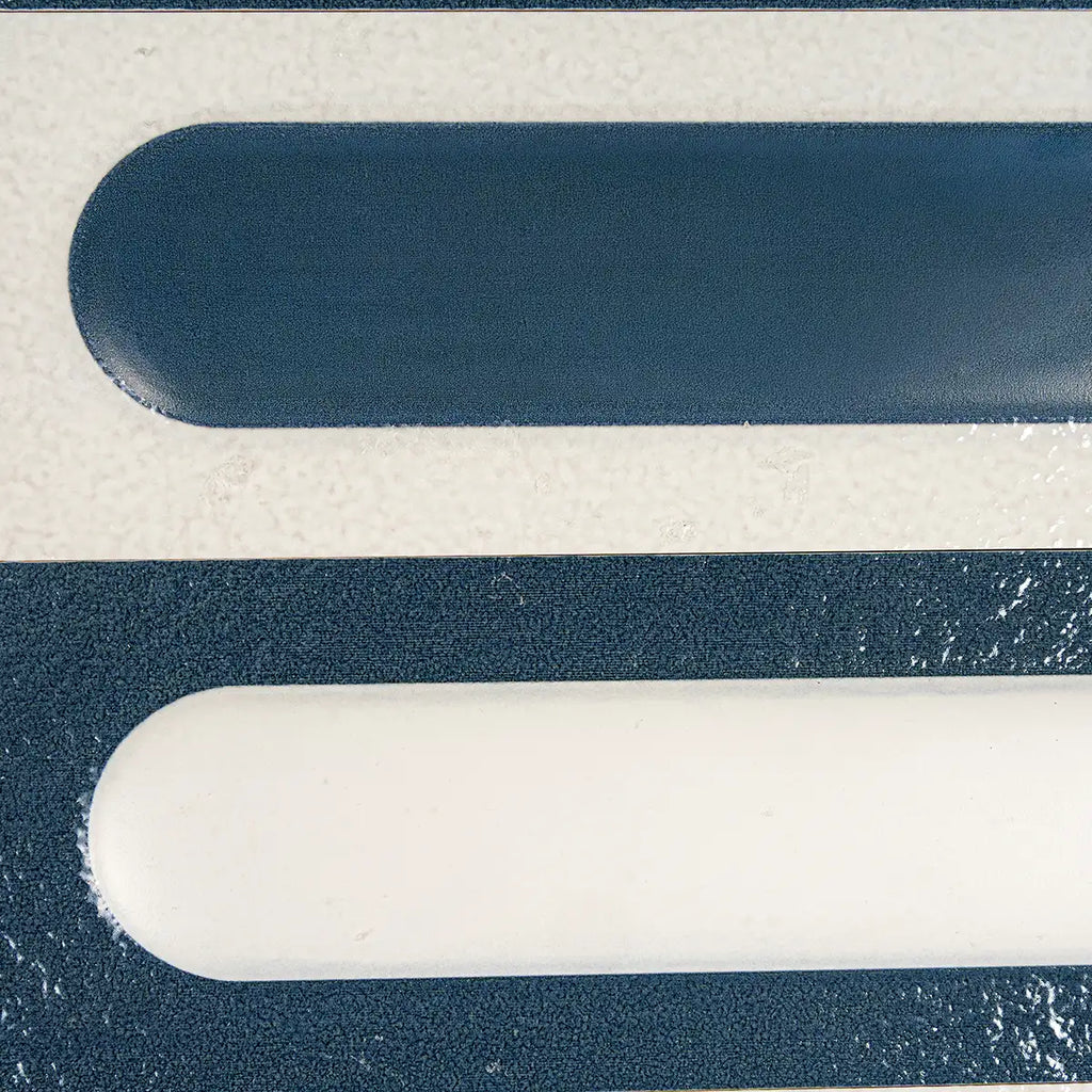 Brio White and Navy Dash 3D Ceramic Subway Tile | Tile Club