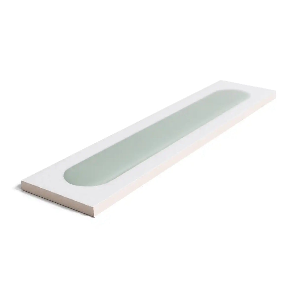 Brio White and Sage Dash 3D Ceramic Subway Tile Sample | Tile Club