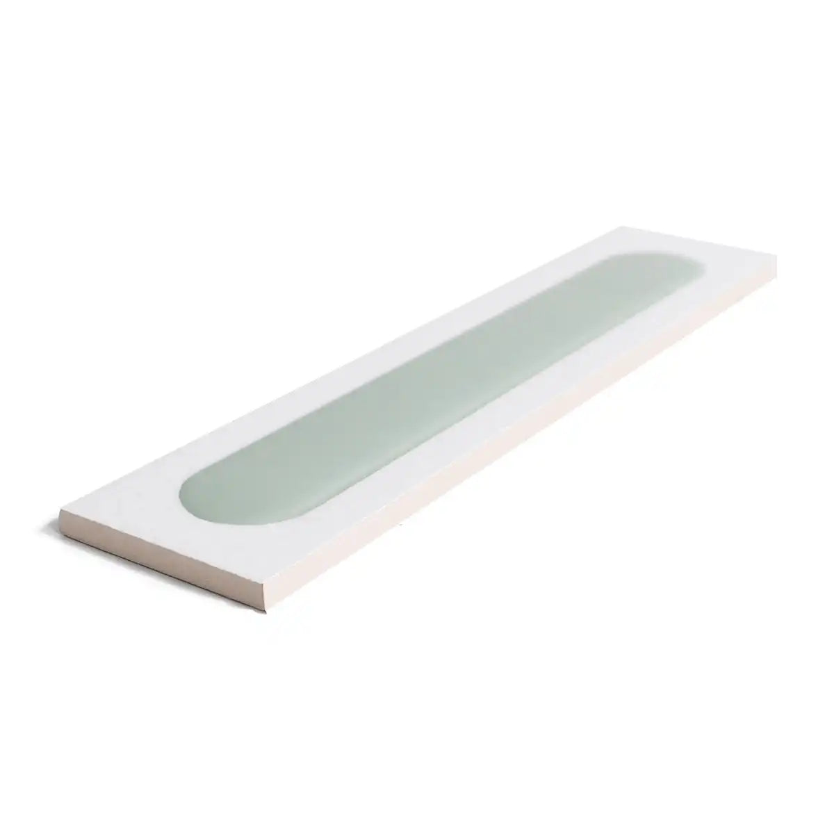 Brio White and Sage Dash 3D Ceramic Subway Tile Sample | Tile Club
