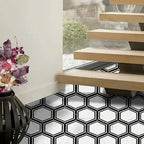Montura White and Black Marbled Porcelain Hexagon Tile | Tile Club