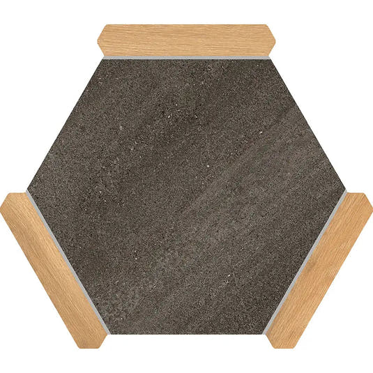 Montura Charcoal Concrete Porcelain Hexagon Tile | Tile Club