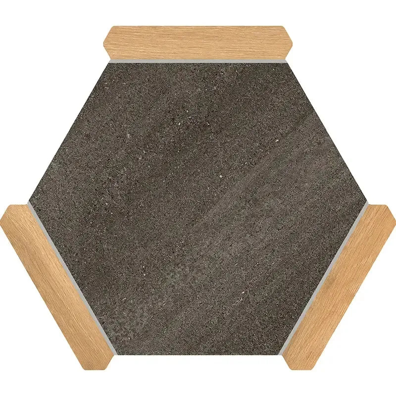 Montura Charcoal Concrete Porcelain Hexagon Tile Sample
