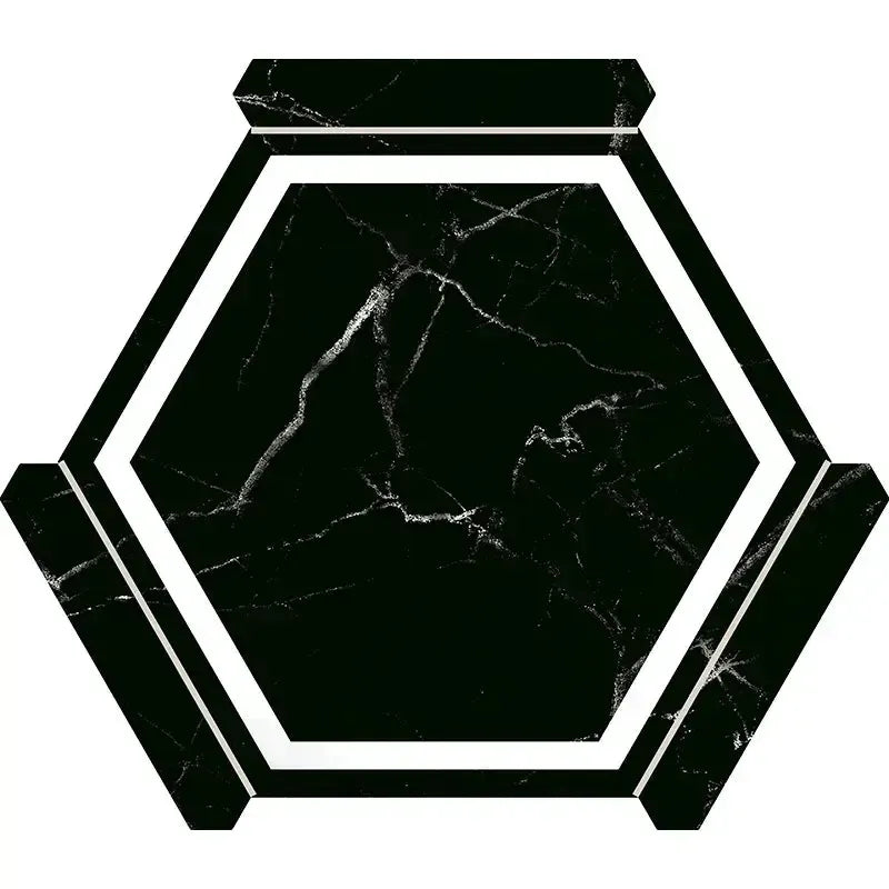 Montura Black and White Marbled Porcelain Hexagon Tile | Tile Club