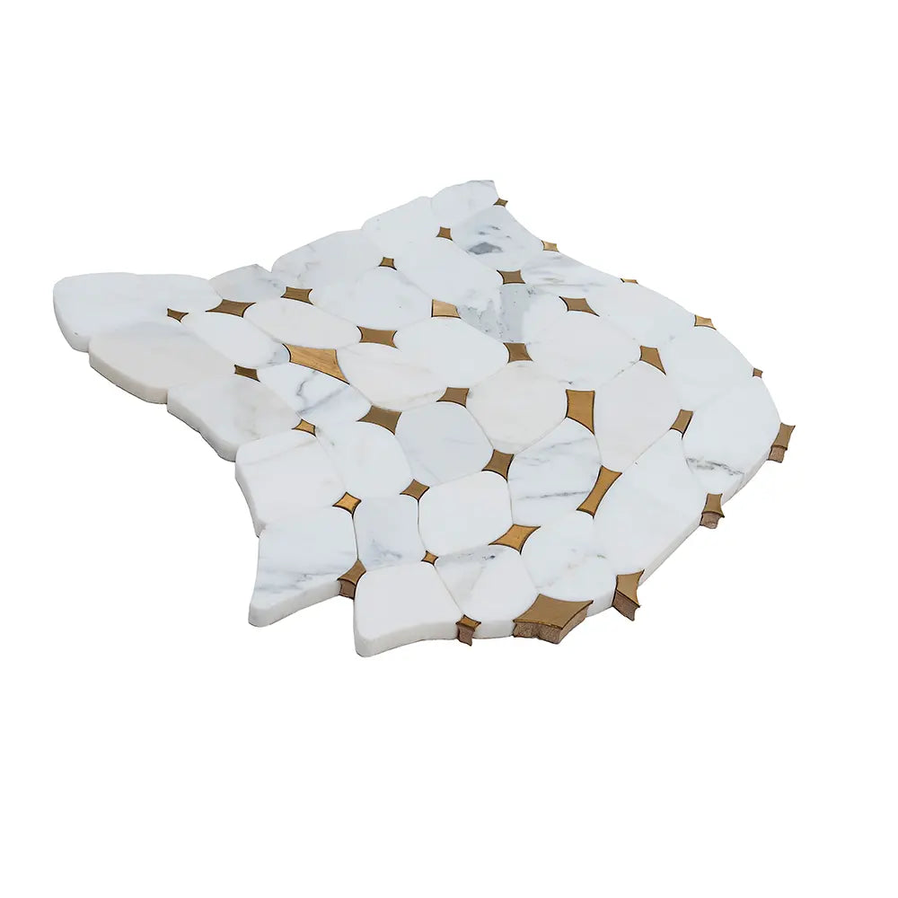 Golden Stars Calacatta Gold And Brass Mosaic Tile | Tile Club