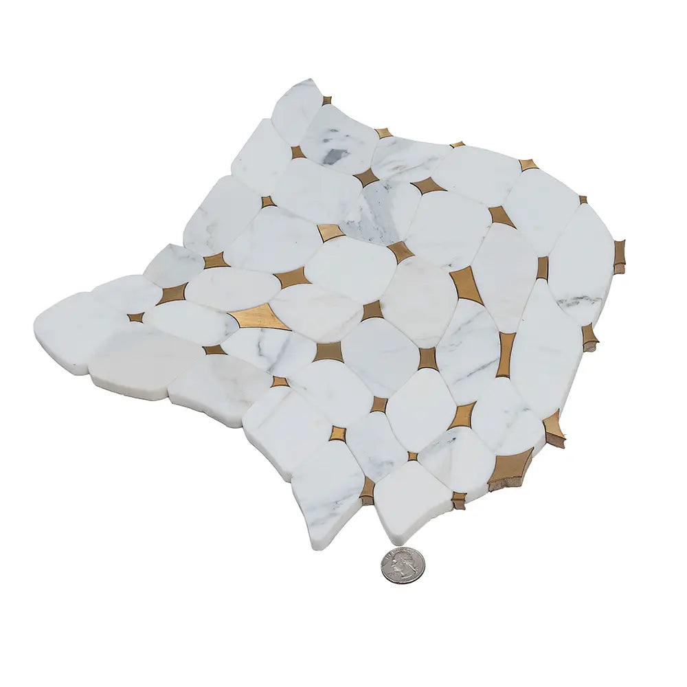 Golden Stars Calacatta Gold And Brass Mosaic Tile | Tile Club
