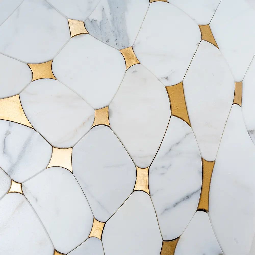 Golden Stars Calacatta Gold And Brass Mosaic Tile | Tile Club