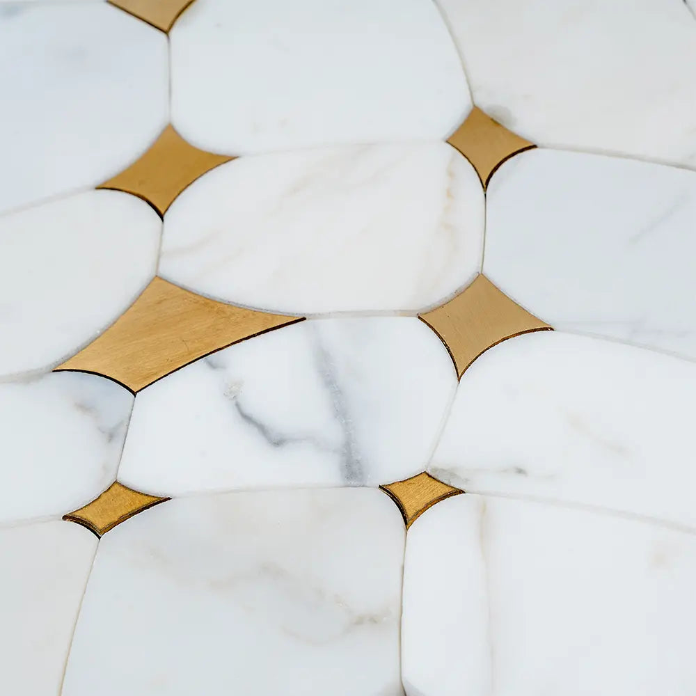 Golden Stars Calacatta Gold And Brass Mosaic Tile | Tile Club