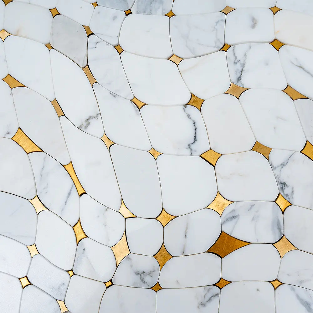 Golden Stars Calacatta Gold And Brass Mosaic Tile | Tile Club
