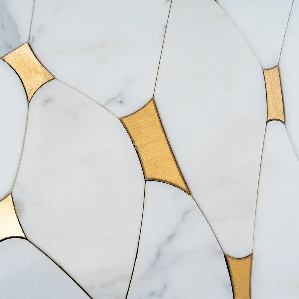 Golden Stars Calacatta Gold And Brass Mosaic Tile | Tile Club