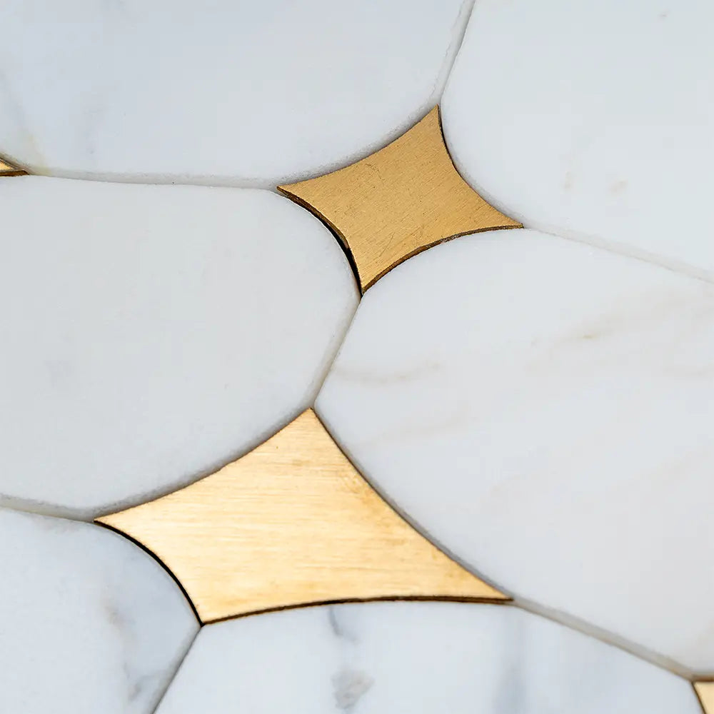 Golden Stars Calacatta Gold And Brass Mosaic Tile | Tile Club