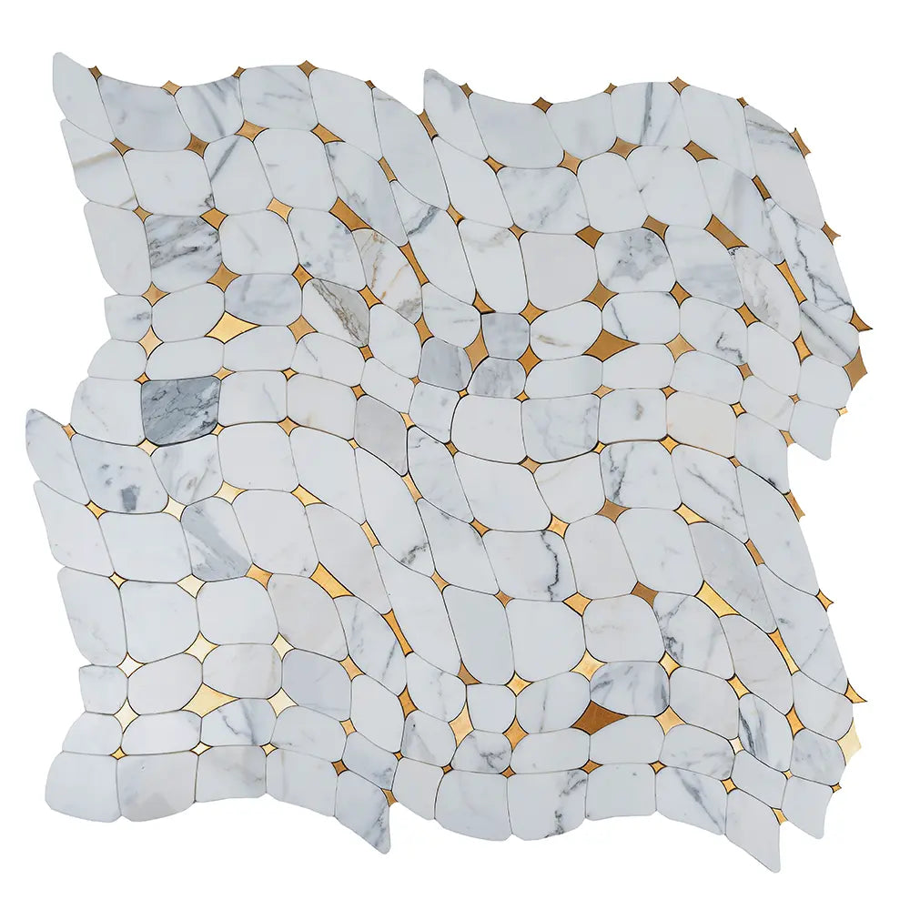 Golden Stars Calacatta Gold And Brass Mosaic Tile | Tile Club