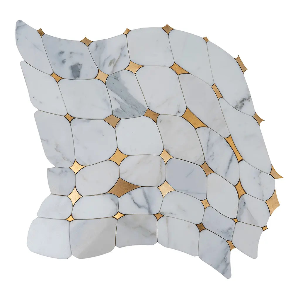 Golden Stars Calacatta Gold And Brass Mosaic Tile | Tile Club
