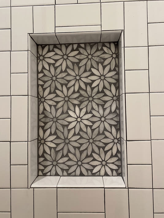 Eastern White and Bardiglio Flower Marble Tile | Tile Club