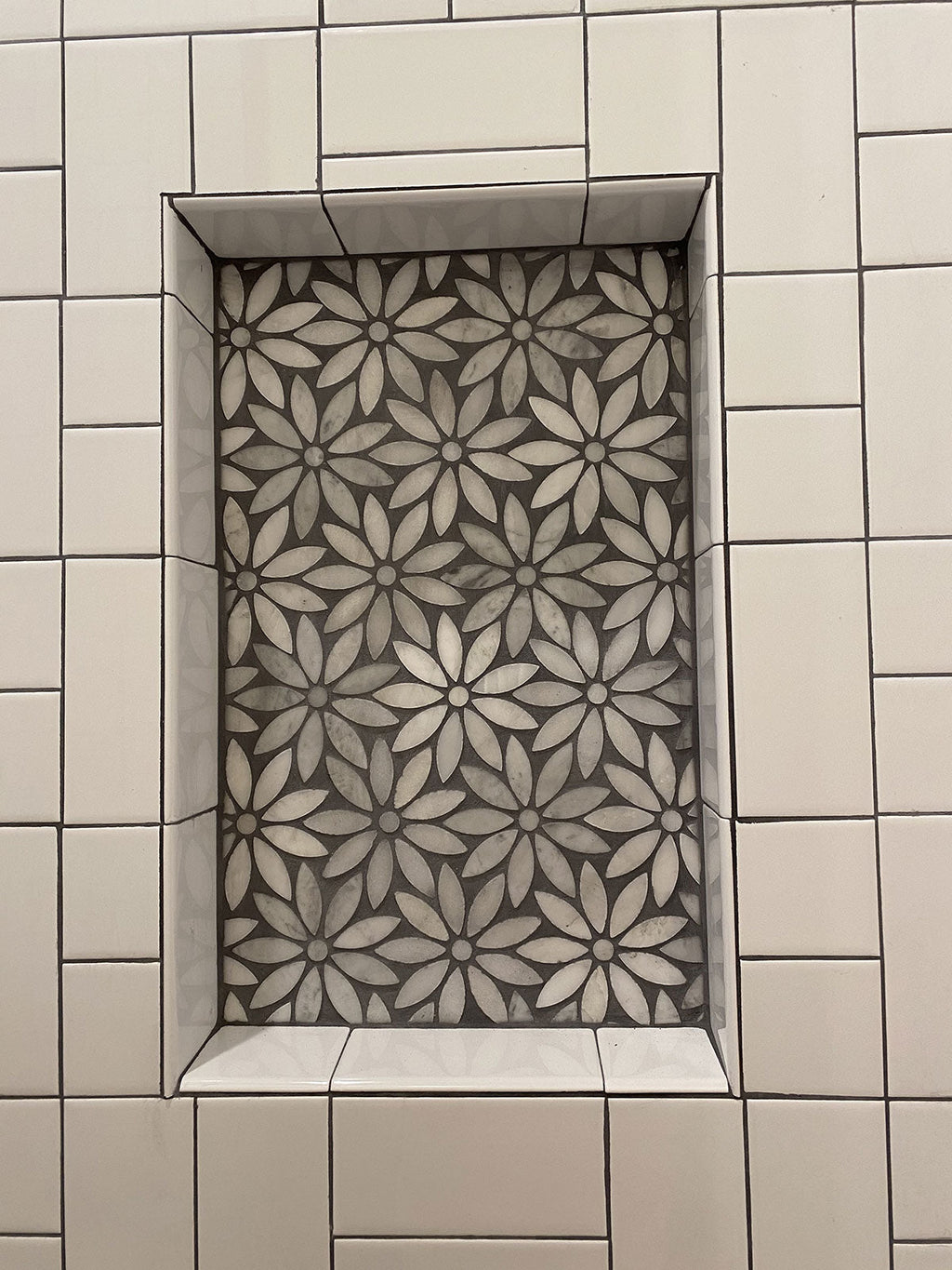 Eastern White and Bardiglio Flower Marble Tile | Tile Club