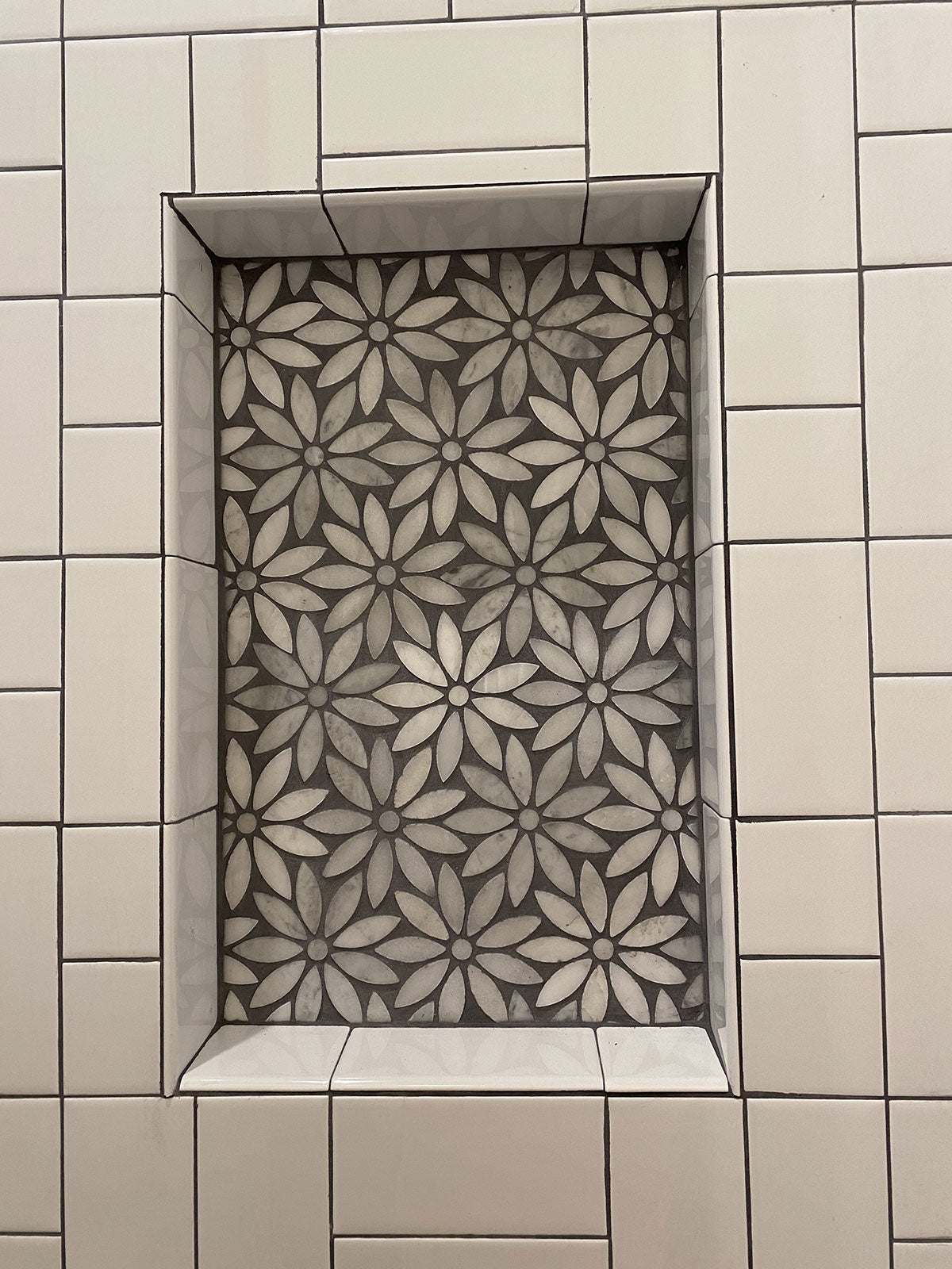 Eastern White and Bardiglio Flower Marble Tile | Tile Club