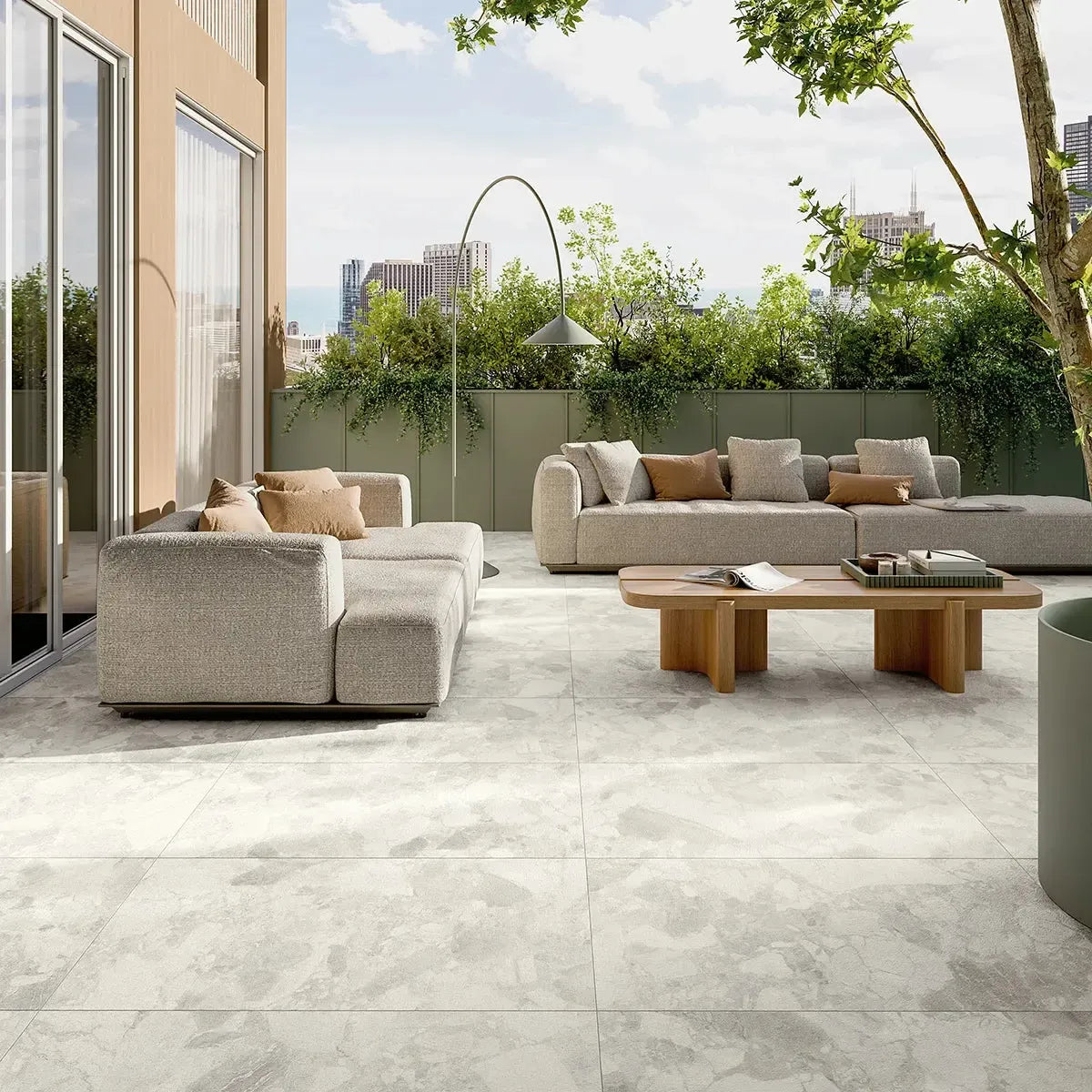 Ellis White Contemporary Stone Look Porcelain Tile 24x48 | Tile Club