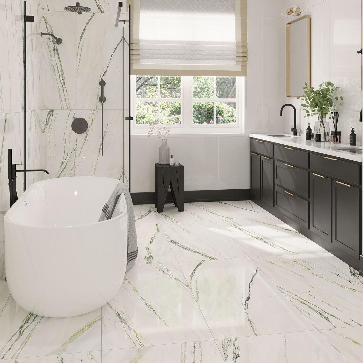 Emporio Calacatta Green Large-Format Porcelain Tile 24x48