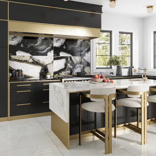 Emporio Agate Geode Black 24x48 Porcelain Large-Format Tile | Tile Club