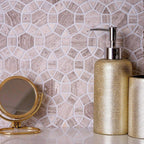 Enigma Wooden Beige Marble Mosaic Tile