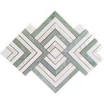 Envy Green Marble and Shell Square Weave Mosaic Tile