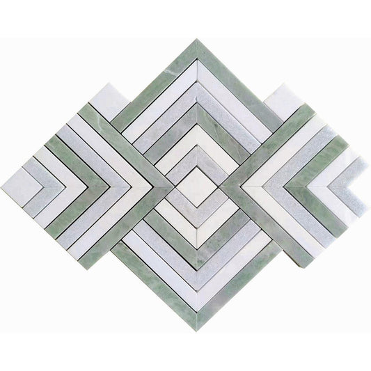 Envy Green and Blue Marble Square Weave Mosaic Tile